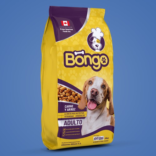 Dog food packaging with the title 'Dog Food Packaging'