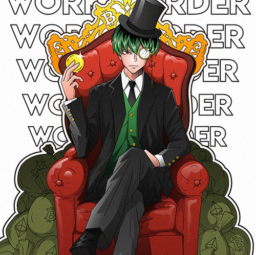 Anime artwork with the title 'Anime Cryptocurrency King'