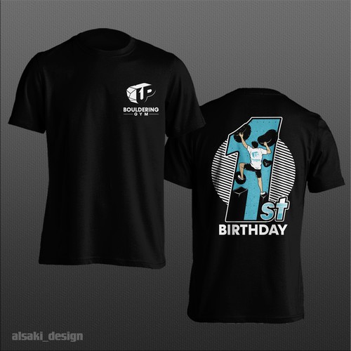 EPS design with the title '1st birthday bouldering&gym'
