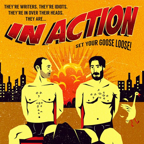 Textured design with the title 'In Action - Movie Poster'
