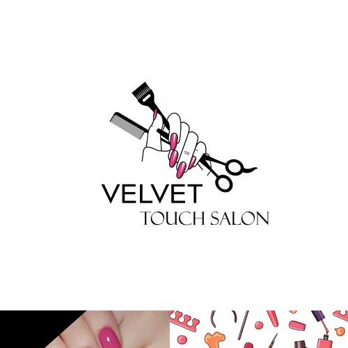 Nail logo with the title 'Velvet touch salon '