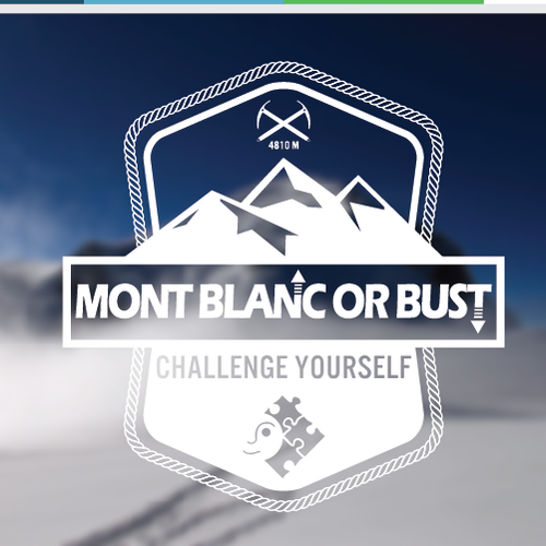 Climbing logo with the title 'Create a mountaineering logo for a charity challenge climb of Mont Blanc'