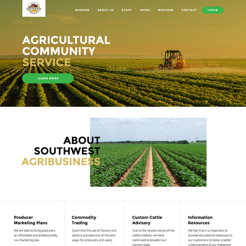 Team website with the title 'Homepage for Agricultural Business'