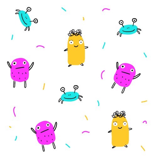 Kid design with the title 'fun colorful pattern design illustration for kids'