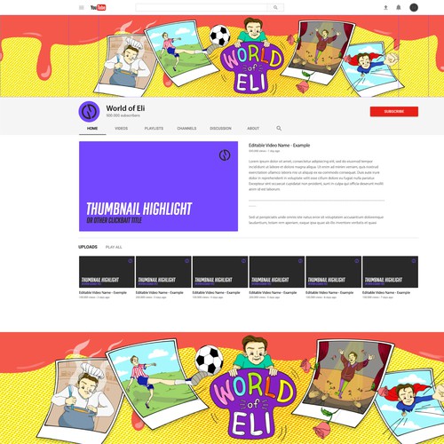 Banner artwork with the title 'Youtube channel banner'