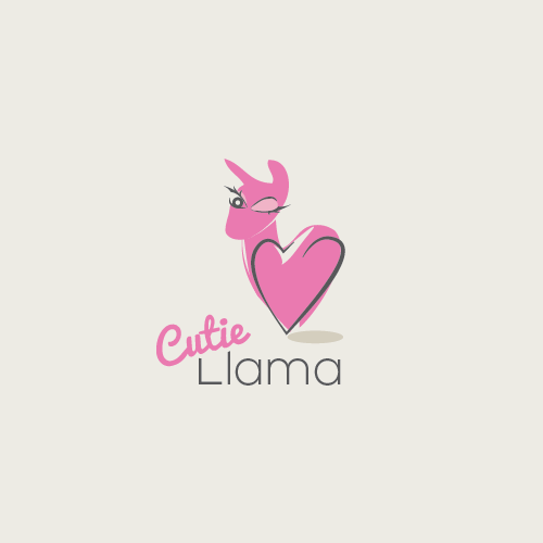 Bright logo with the title 'Help create a Cute and Adorable logo for Cutie Llama!'