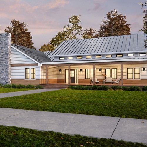 House design with the title 'Farmhouse Exterior Design'