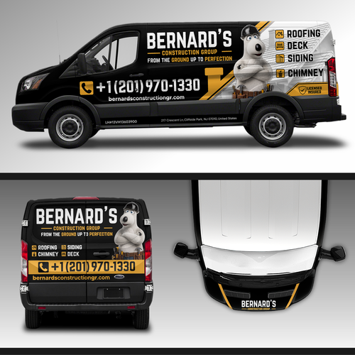 Roof design with the title 'BERNARD’S CONSTRUCTION GROUP'