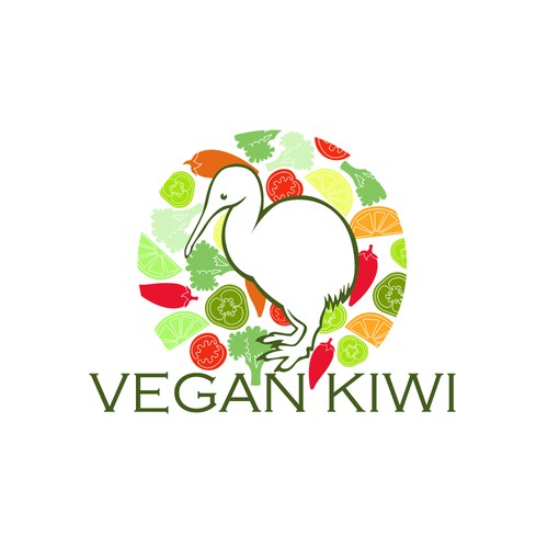 Kiwi logo with the title 'Vegan Kiwi Logo'