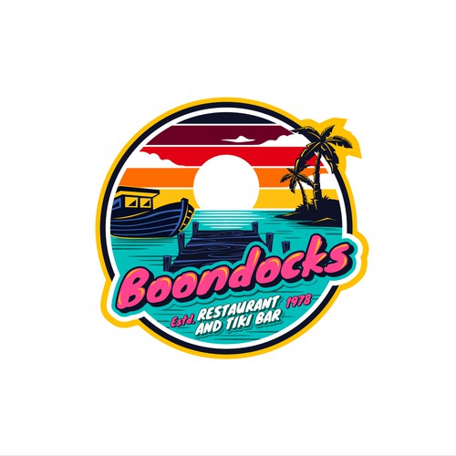 Adobe icon logo with the title 'Boondocks Restaurant and Tiki Bar'