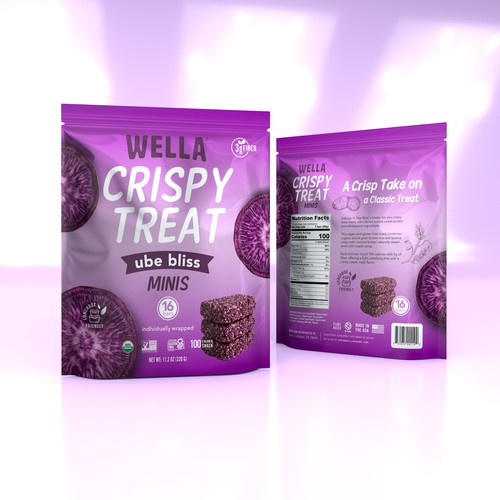 Packaging with the title 'WLLA Mini crispy treat bars'