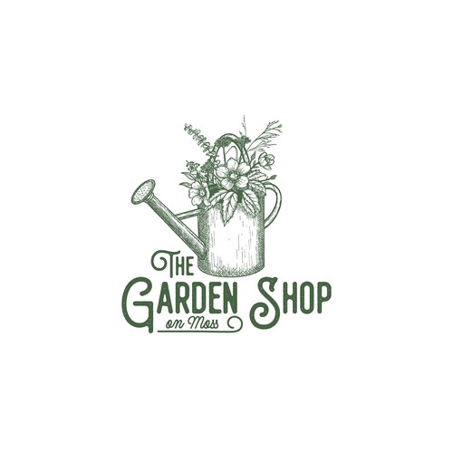 Flower design with the title 'Hand drawn logo for garden shop'