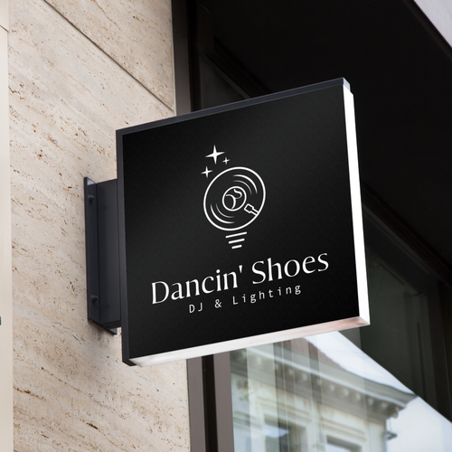 Vinyl record logo with the title 'Modern logo design for a special events DJ & Lighting company'