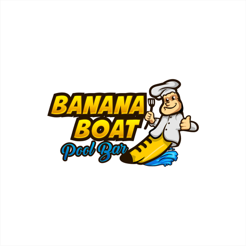 Creative design with the title 'Banana boat pool bar'