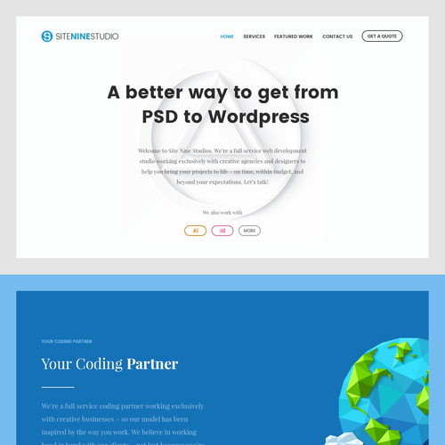 Illustrative website with the title 'SiteNineStudios Website Design Style 2'