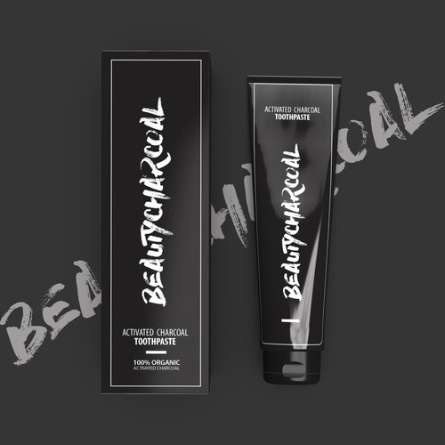 Black and white packaging with the title 'Toothpaste Tube and Box design'