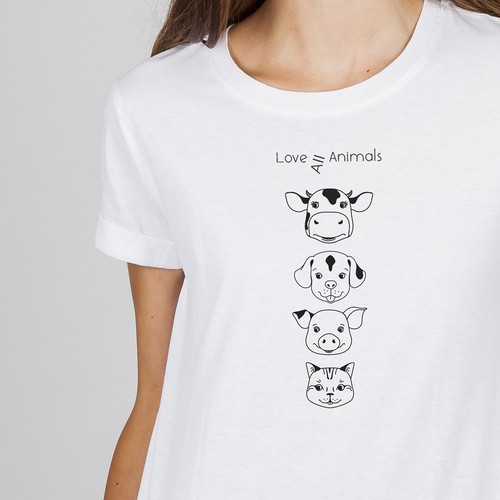 Line art t-shirt with the title 'Animal lovers'