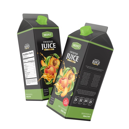 Juice packaging with the title 'Cocktail Juice Packaging design'