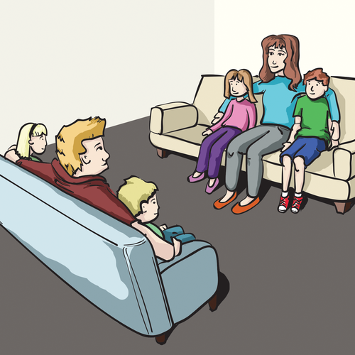 Family artwork with the title 'Create the most love between a couple and their inner children'