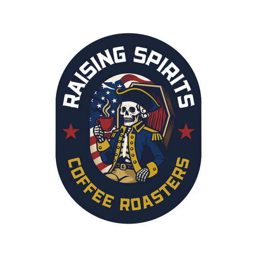 Skeleton logo with the title 'Raising Spirits logo'