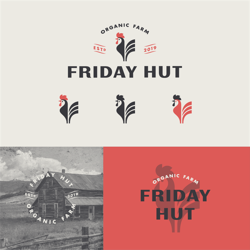 Rooster logo with the title 'Bold logo for a Farm'