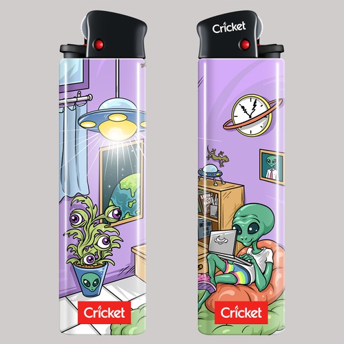 Cricket design with the title 'Art on Lighter'