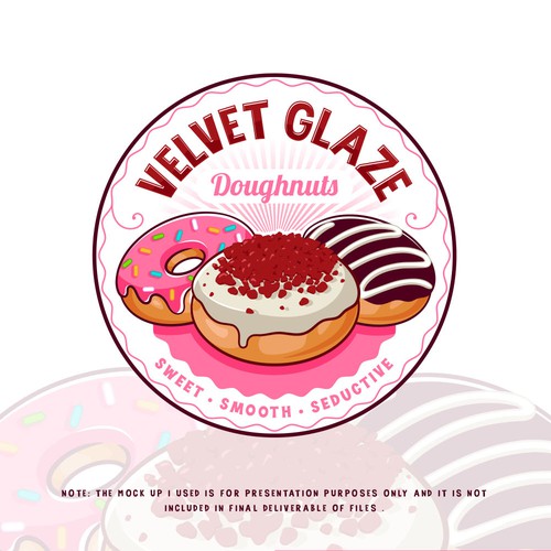 Donut  logo with the title 'Velvet Glaze Doughnuts'