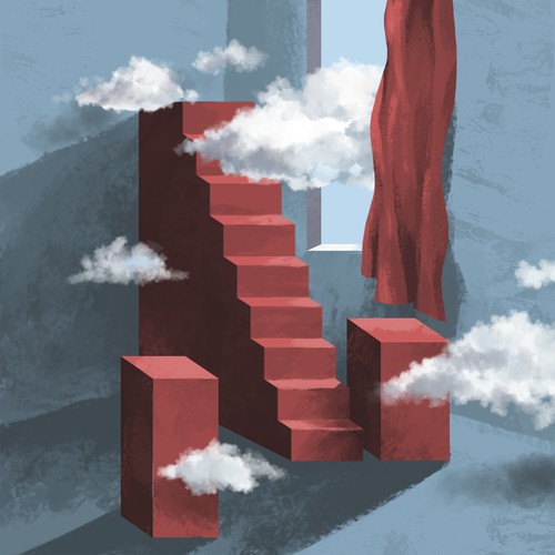 Surreal artwork with the title 'Surreal Netflix Logo - René Magritte's Artstyle'