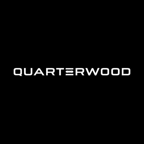 Skateboard logo with the title 'QUARTERWOOD Logo design.'