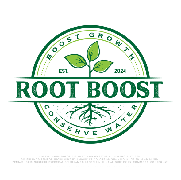 Agriculture brand with the title 'Bold logo for "ROOT BOOST"'