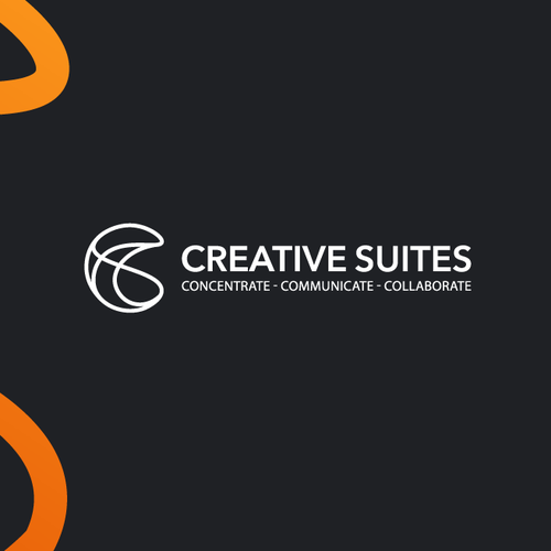 Co-working space design with the title 'Feminine Logo for Creative Suites'