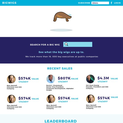 Playful website with the title 'Bigwigs Homepage and branding concept'