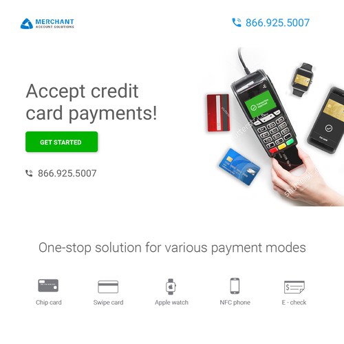 Credit card design with the title 'Website page design for a credit card machine issuing bussiness'