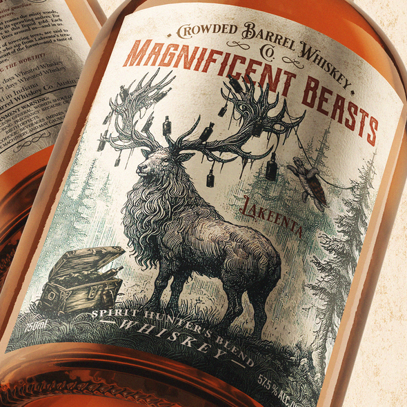 Illustrated design with the title 'Magnificent Beasts- Lakeenta'