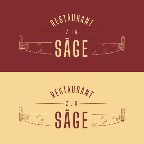 Two-color logo with the title 'Logo Concept for Restaurant "Zur Säge"'