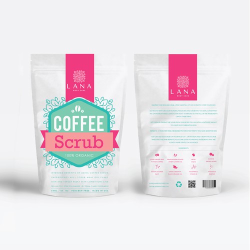 Feminine label with the title 'coffee scrub label'