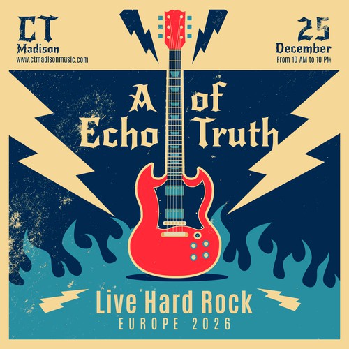 Album design with the title 'Hard Rock Band Album Cover for CT Madison Music.'