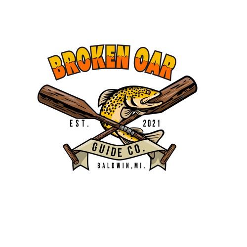 Salmon logo with the title 'Broken Oar Guide Co.'