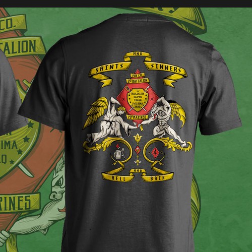 Emblem t-shirt with the title 'Saint and sinners illustration '