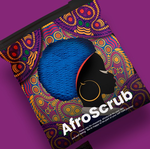 Skincare packaging with the title 'AfroScrub bag design'