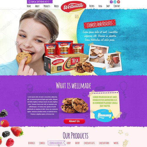Food website with the title 'Wellmade food and candies web site'