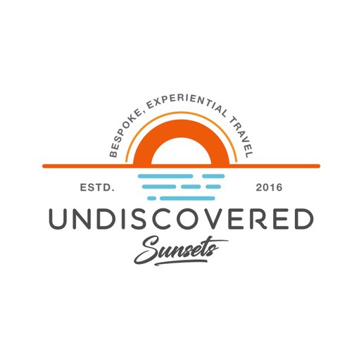 Travel brand with the title 'Logo Concept for Undiscovered Sunsets'