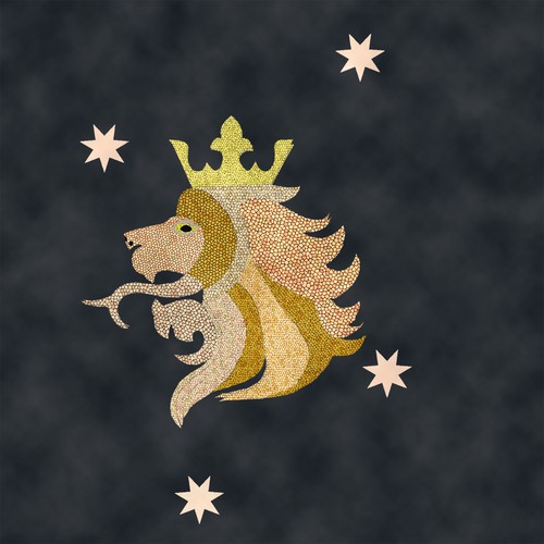 Lion illustration with the title 'Le roi lion'