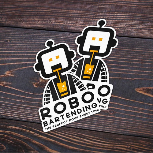 Cocktail logo with the title 'Robo Bartending (Liquor Machine Logo)'