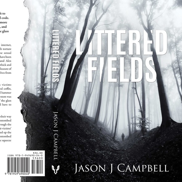 Colorful book cover with the title 'Littered Fields - Psychological Thriller'