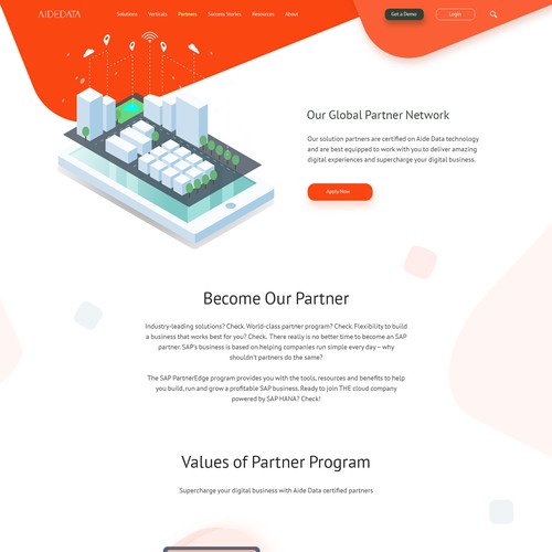 Marketing website with the title 'Aide Data: Partners page'
