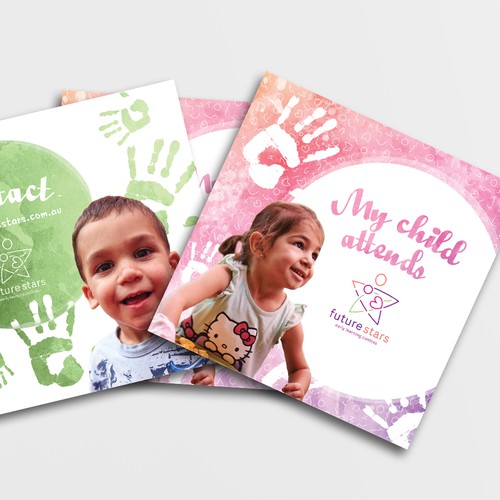 Education design with the title 'Referral card and flyer for childcare educational center'