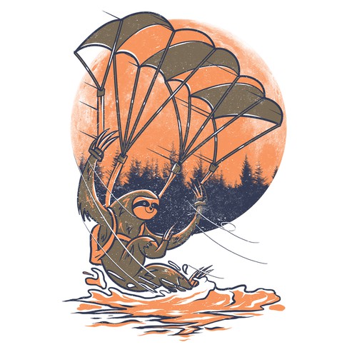 Sloth design with the title 'Swooping sloth Tshirt contest'