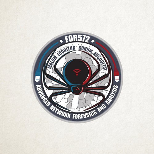 Spider design with the title 'Network Forensic Challenge Coin'
