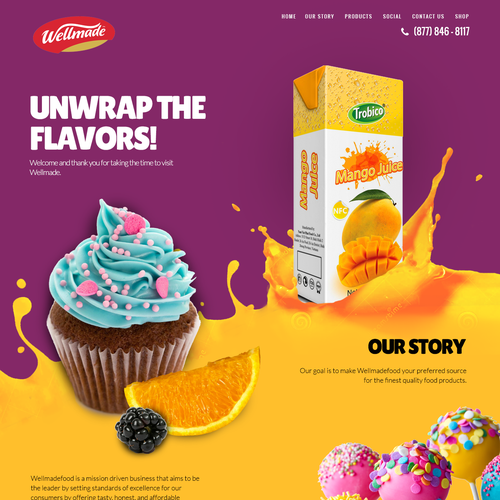 Drink website with the title 'Website for food distributors'